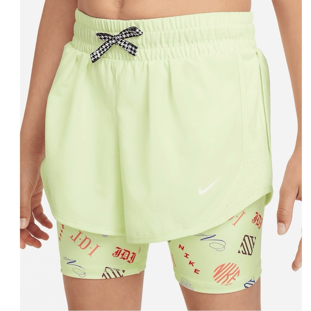Nike Lime Green Neon Lined Pull On Biker Shorts Big Girls Size Large